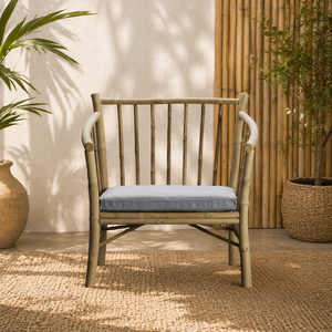 Wholesale Scandinavian Bamboo Lounge <b>Chair</b> with Cushioned Seat Handmade Natural Furniture for Terrace and Home Decor OEM ODM - Product Image 1