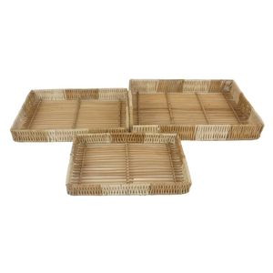HALF & HALF Tray Holder Tray Set Serving, Scalloped Rattan Tray Pantry Organizer <b>Home</b> <b>Essentials</b> - Product Image 4