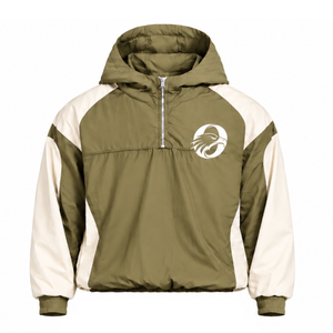 <b>Mens</b> Olive Green Contrast Color Windbreaker <b>Hoodie</b> Quarter Zip Lightweight Pullover Outdoor Athletic <b>Running</b> Jacket - Product Image 1