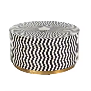 Table basse en incrustation d'os rond et hexagonal moderne faite à la main de qualité réelle meilleure vente meubles de maison artisanat artisanal - Product Image 5