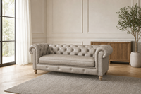 Canapé Chesterfield en cuir véritable trois places, dossier capitonné, accoudoirs roulés, style traditionnel, canapé de salon, canapé en cuir