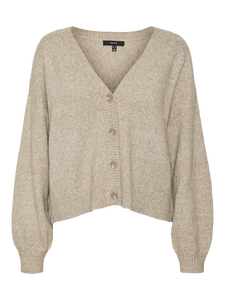 <b>Women's</b> V-Neck Button-Front Long Sleeve Drop Shoulder Loose Fit Oatmeal Beige Acrylic <b>Cardigan</b> Autumn/Winter <b>Sweater</b> - Product Image 3