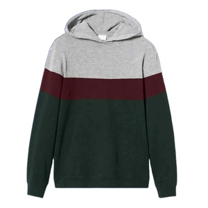 <b>Men's</b> Custom Contrast <b>Grey</b>, Red, Green Panel Design <b>Fleece</b> Pullover Hoodie With High Quality - Product Image 1