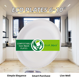 Assiettes en bagasse 100% compostables de 6 à 12 pouces pour les plats à emporter des restaurants et les buffets - Product Image 3