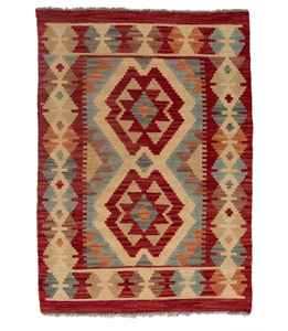 Tapis Kilim 100% laine fait main |   Tapis de sol tribal tissé plat de luxe fait main en laine Kilim – Tapis plat de designer tissé à la main - Product Image 5