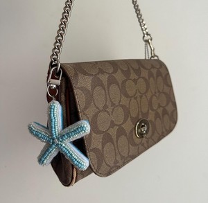 Handmade Star Keychain Custom Colour Keychains Beaded Embroidery Light Blue Woven Design Key Ring DIY Bag Accessory Gift - Product Image 5