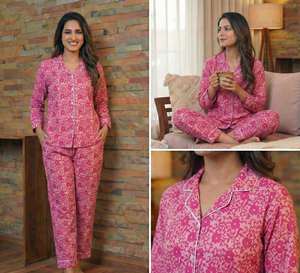 Conjunto de Pijama de Verano de Algodón Térmico Tejido de Alta Calidad con Bordado a Máquina para Mujer, Ropa de Dormir Suave para Damas de Honor - Product Image 6