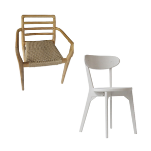 Chaise de salle à manger en bois de style moderne simple chaise de restaurant en bois de teck massif couleur blanche pour l'événement et la salle à manger de restaurant - Product Image 2