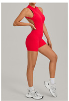 Combinaison de yoga une pièce semi-zippée à dos ouvert pour femme, tenue de sport athlétique extensible pour la course en extérieur et l'entraînement