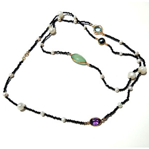 Natural Multicolor Gemstone Beaded <b>Statement</b> <b>Necklace</b> 925 Sterling Silver Handmade Bohemian Style Unisex Third Party Certified - Product Image 4
