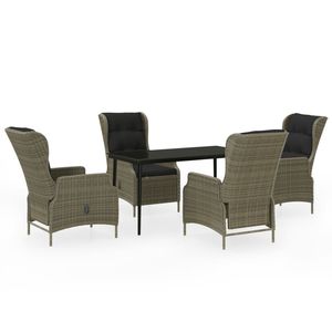 Set da Pranzo da Giardino in Rattan PE Marrone Medio per 4 Persone, Resistente alle Intemperie, Arredamento da Esterno Stile Contemporaneo - Product Image 2