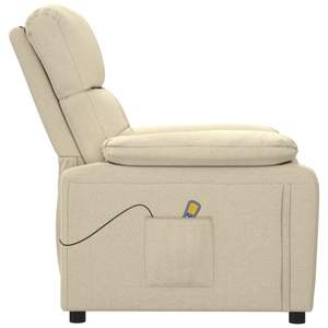 Fauteuil de massage grand format en tissu crème, bois et métal - Product Image 4
