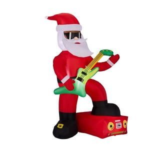 Père Noël gonflable lumineux de 2,3 m en PVC, jouant de la guitare électrique, décorations amusantes pour jardin de Noël - Product Image 1