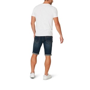 Shorts Bermuda en Coton Bleu Foncé pour Homme, Taille Mi-Haute, Fermeture Boutonnée, Style Décontracté avec Poches, Finition Délavée - Product Image 2