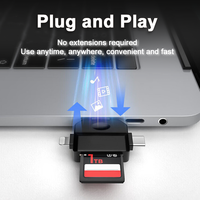 Lector de Tarjetas OTG 3 en 2 Multifunción USB / USB-C / IOS 8PIN con Tarjeta SD/TF para Teléfono Móvil, Cámara, Dron, Dashcam, Laptop/PC
