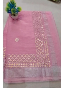 Sari en coton Kota Doria pour femme KV avec broderie dorée Gota Patti complexe, infroissable, idéal pour les mariages - Product Image 6
