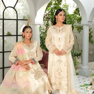Wijdan Vol MEHRAB Costumes Punjabi en mousseline brodée trois pièces pour femmes Salwar Kameez long en viscose lourde pour fête Eid Indian - Product Image 1