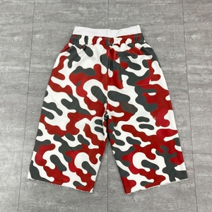 Custom 100% Cotton Mid Waist Flock Print Hot Shorts Hip Hop Drawstring Closure Applique Patch Embroidery Gemstone Men's Shorts - Product Image 1