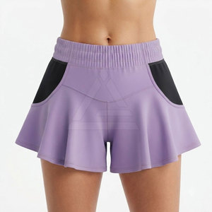 Shorts Acampanados de Cintura Alta con Elástico, Pierna Ancha, Moda Femenina, para Entrenamiento y Running, Tela Elástica, Diseño Personalizado - Product Image 3