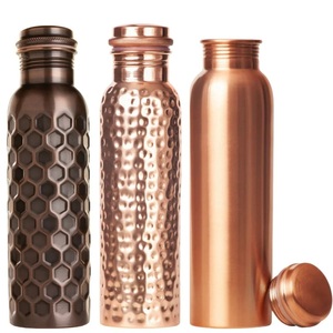Collection de Bouteilles d'Eau en Cuivre Pur à Texture Assortie de Qualité Supérieure : Bouteilles Martelées Nid d'Abeille et Lisses - Product Image 1