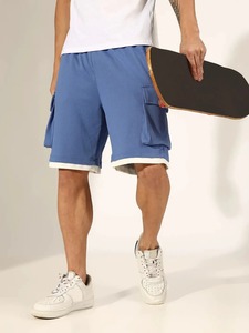 Pantalones Cortos Cargo Azules Casuales para Hombre, Cintura Media, con Cordón, de Algodón, Estilo Bermuda, con Bolsillos, Transpirables - Product Image 5