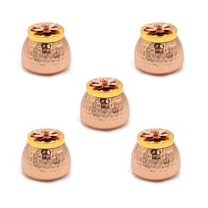 Inde Gift Hub Bol à fruits secs martelés plaqué or 4 pouces avec couvercle Cadeaux de retour pour la douche de bébé - Product Image 1