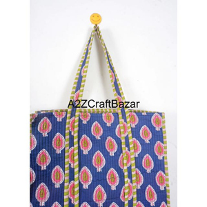 Bolsa de Mano Grande (Más de 50 cm) de Algodón a Rayas para Mujer, con Asa Larga, para la Playa, Viajes, Fiestas, Almacenamiento y Exhibición, Rajasthan A2ZCraftBazar - Product Image 5