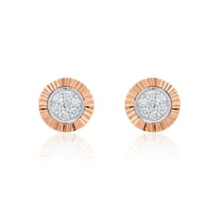 Pendientes contemporáneos de oro rosa con diamantes naturales para mujer, ajuste regular, elegantes, ligeros, joyería de moda - Product Image 1