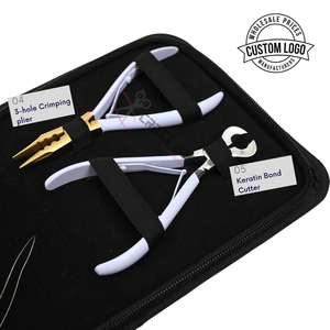 White Hair Extension <b>Tools</b> <b>Kit</b> Crimping Plier Nail Tip Cutter Hair Extension Installation Hook loop Stainless Steel Scissor - Product Image 4