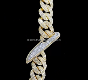 Collar de Cadena de Tenis de Lujo para Hombre y Mujer, Estilo Hip Hop, 2MM-5MM, con Diamantes de Laboratorio Blancos, Corte Esmeralda, Relleno VVS, Oro Blanco 14K, Gemas RB - Product Image 2