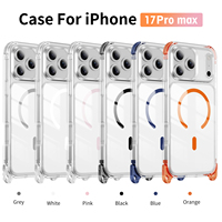 Funda Magnética Transparente para iPhone 16 15 14 13 - Carcasa de PC Transparente a Prueba de Golpes de 360°