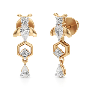 Pendientes Colgantes de Insectos Adorables en Oro Amarillo con Diamantes Corte Pera, Joyería de Fiesta para Mujer - Product Image 1