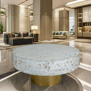 Mesa de centro geométrica contemporánea, diseño minimalista con marco de metal, muebles modernos para sala de estar, Material de hueso - Product Image 2