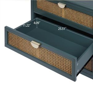 Armadio americano a 3 cassetti in Rattan naturale per soggiorno o studio da camera da letto - Product Image 6