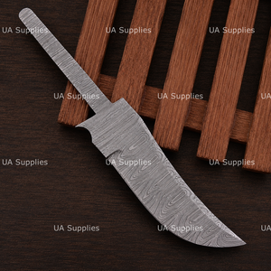 Cuchillo de Caza Industrial Personalizado OEM de UA Supplies, Hoja de Acero de Damasco con Punta Caída, Grosor de 0.5mm, 9in/Longitud Total Personalizada - Product Image 6