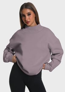 Sweat-shirt à col roulé surdimensionné pour femmes, pull à manches longues, sweat-shirt à capuche, vente en gros OEM - Product Image 5