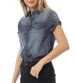 Camisas de mezclilla ecológicas al por mayor OEM 2026 para mujer, transpirables, hechas a medida, de algodón, con cuello en V, estilo High Street, para otoño e invierno - Product Image 3