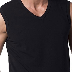 Custom Logo Sleeveless Undershirt Vest Black 100% Cotton <b>Singlets</b> Loose Round Neck Tank Top Gym Wear Sleeveless T-shirt <b>For</b> <b>men</b> - Product Image 6
