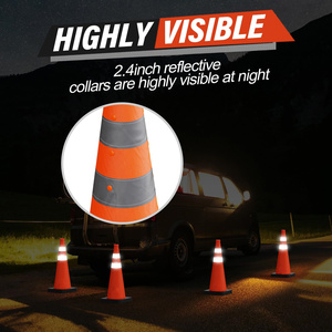 CITICITY 28 Inch Traffic Safety Cones with Black Weighted Base, Construction Orange Pop-up Cones for Road Safety - Product Image 2