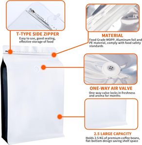 Bolsa de Papel Kraft Reutilizable, Segura para Alimentos, Reciclable, con Cierre de Cremallera, a Prueba de Humedad, con Fondo Plano, para Empacar Granos de Café - Product Image 5