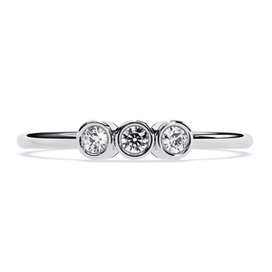 แหวนเพชรธรรมชาติแบบมินิมอลส์ของผู้หญิง18K สีทองเข้มประดับขอบตัดเพชรสีขาวสดใส - Product Image 3