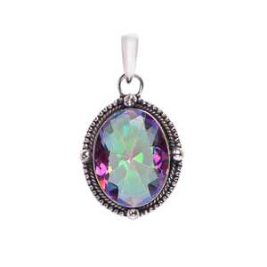 Pendentif en topaze mystique arc-en-ciel, collier en argent sterling 925, bijoux faits à la main de luxe, cadeau - Product Image 2