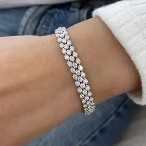 Trendy Gold Plated Moissanite Chain <b>Bracelet</b> with <b>Charm</b> Details 925 <b>Silver</b> Hip Hop Style <b>for</b> Unisex Party Fashion Lovers Gifting - Product Image 2