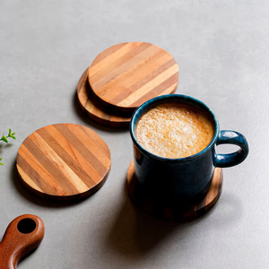 Handmade Wooden Drink Coaster Set Natural Wood Tea Coffee <b>Cup</b> <b>Mat</b> for Home Kitchen Restaurant Table Decor - Product Image 1