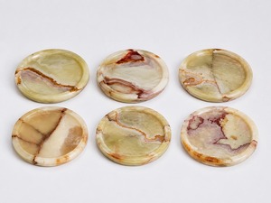 Handmade <b>Green</b> Onyx Marble Bone Inlay <b>Coaster</b> Set with Holder Modern Design 10 CM Diameter-REHMAN CRAFT - Product Image 6