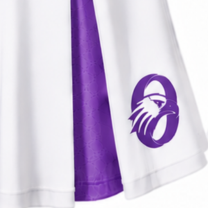 Ensemble d'uniforme de cheerleading sublimé blanc et violet sans manches, haut et jupe pour équipe sportive, tenue de performance, entraînement et compétition - Product Image 4