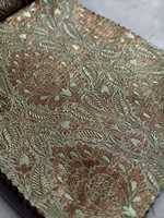 Tissu brocart de soie à motif végétal, tissé jacquard, poids moyen, voile, textile de maison