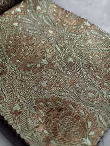 Tissu brocart de soie à motif végétal, tissé jacquard, poids moyen, voile, textile de maison - Product Image 2