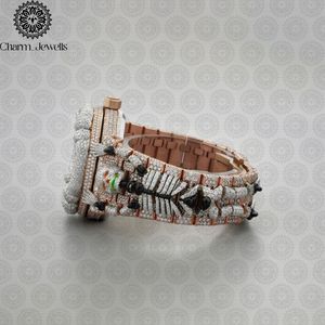 Montre de luxe vintage pour homme Charm_Jewells en acier inoxydable, boîtier de 40 mm, mouvement mécanique analogique, chronographe, accents de diamants, verre - Product Image 4