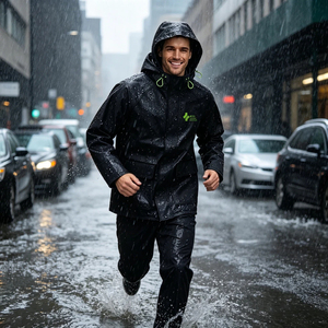 Ensemble imperméable veste et pantalon anti-pluie forte pour la randonnée, la pêche, le cyclisme, les sports de plein air, ensemble deux pièces - Product Image 1